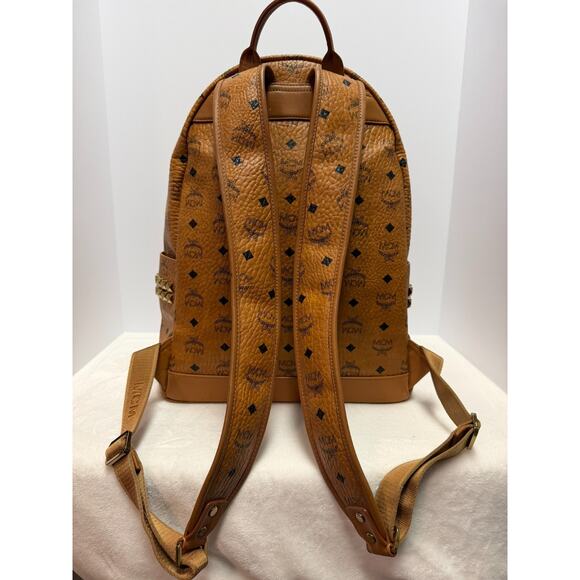 MCM Large Stark Studded Backpack Visetos Canvas | Cognac | Large | Authentic COA main image 7